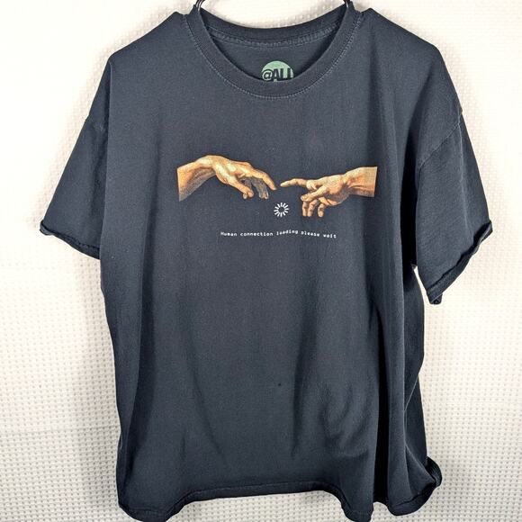 @All XL T-Shirt Men Black Human Connection Loading Please Wait Meme Graphic Tee - Picture 1 of 5